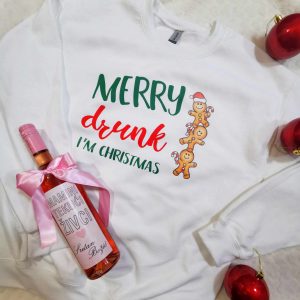 Sweatshirt Merry Drunk + boca vina